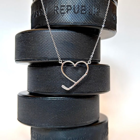 Hockey Necklace, Hockey Gifts for Girls, Hockey Mom Necklace, Hockey Jewelry for Women, Ice Hockey Necklace for Her, Heart Necklace, SWAG