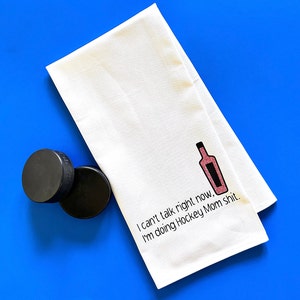 Hockey Towel, Funny Kitchen Towel, Hockey Decor, Hockey Gift for Woman, Funny Tea Towel for Mom, Birthday Gift for Best Friend, Sports Towel image 3