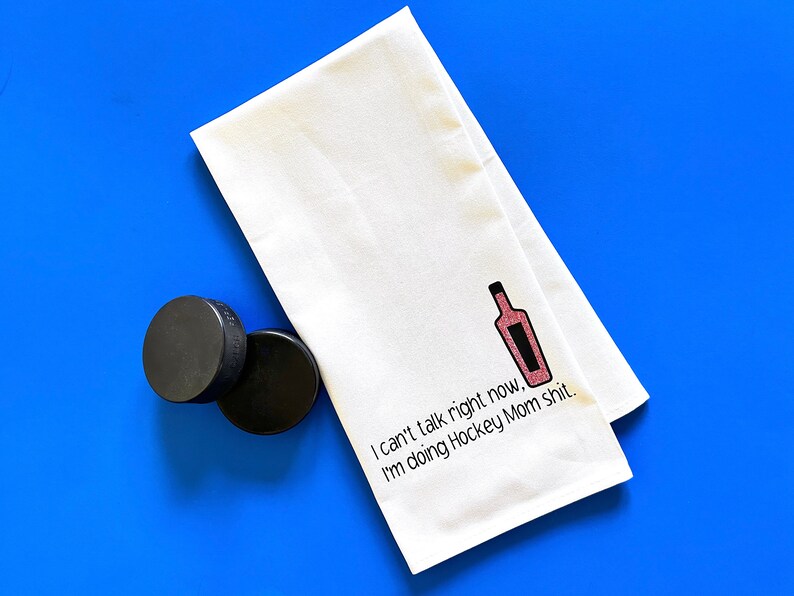 Hockey Towel, Funny Kitchen Towel, Hockey Decor, Hockey Gift for Woman, Funny Tea Towel for Mom, Birthday Gift for Best Friend, Sports Towel image 3