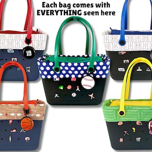 Sports Tote Bag, Rubber Tote Bag with Zipper, Team Mom Gifts, Personalized Gifts for Mom, Fundraiser Gift Baskets, Cute Tote Bag for Fall