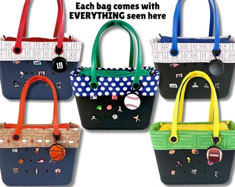 Sports Tote Bag, Rubber Tote Bag with Zipper, Team Mom Gifts, Personalized Gifts for Mom, Fundraiser Gift Baskets, Cute Tote Bag for Fall