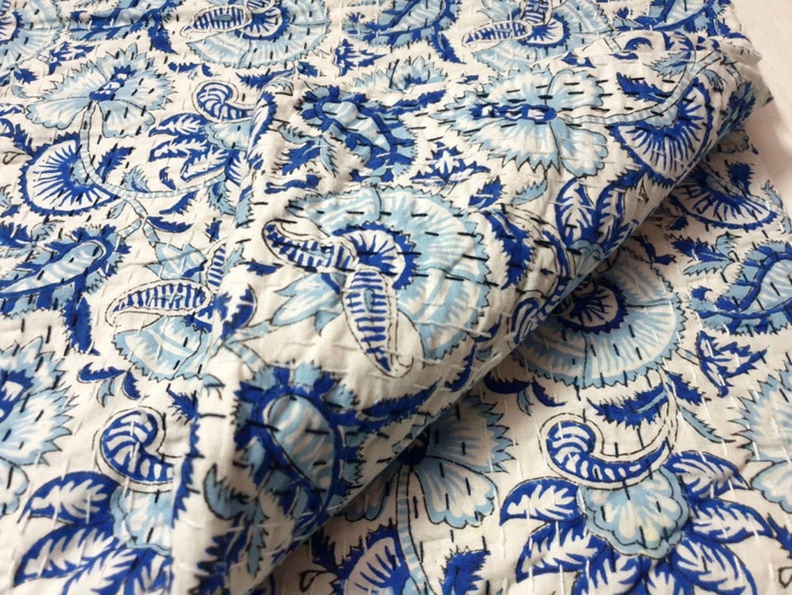 Indian Cotton Kantha Bedspread 100 Cotton kantha Handmade Etsy