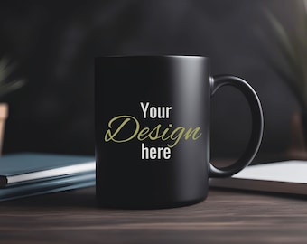 Black Mug Mockup, 11oz mug mockup, Woman Coffee cup mock up, Pod ceramic cup 11 oz , JPG Digital Download Instant download, Coffee Mug Mock