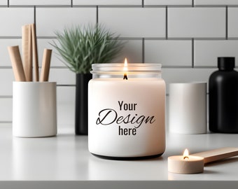 Clear Candle Jar Mockup, Candle Gift Mother's Day, Candle Mock up, Print on Demand Candle Mockup, Gift for Her