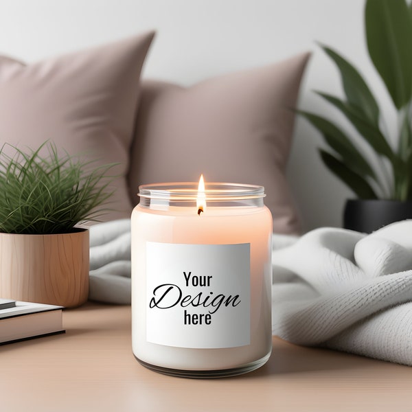 Premium Candle Mockup, Clear Candle Jar Mockup, Candle Valentine's Day Mockup, Candle Mother's Day Mockup, Print on Demand Candle