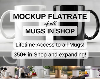 350+ Mugs. Mega Mockup Bundle. Lifetime Access to all Current and Upcoming Mugs. Whole Shop Bundle of all Mugs.