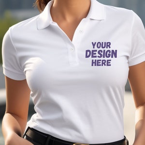 White Poloshirt Mockup for Print on Demand. Ideal for your company, your brand or your sports club. Business and sportswear mockup. afbeelding 1