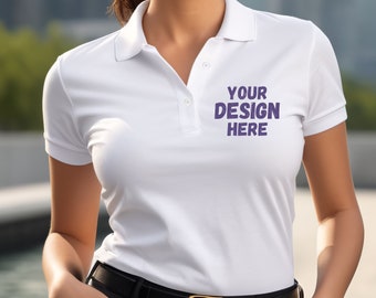 White Poloshirt Mockup for Print on Demand. Ideal for your company, your brand or your sports club. Business and sportswear mockup.