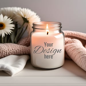 Premium Scented Candle Mockup, White Candle Mockup, Jar Candle Mockup, Clear White Candle Jar Mockup, Gift for Mother & Grandma, Engagement