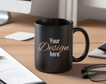 Black mug mockup, blank mug, coffee mug mock up, mug mockups, pod ceramic cup, black cup mock up 11 oz  / print on demand, Instant download