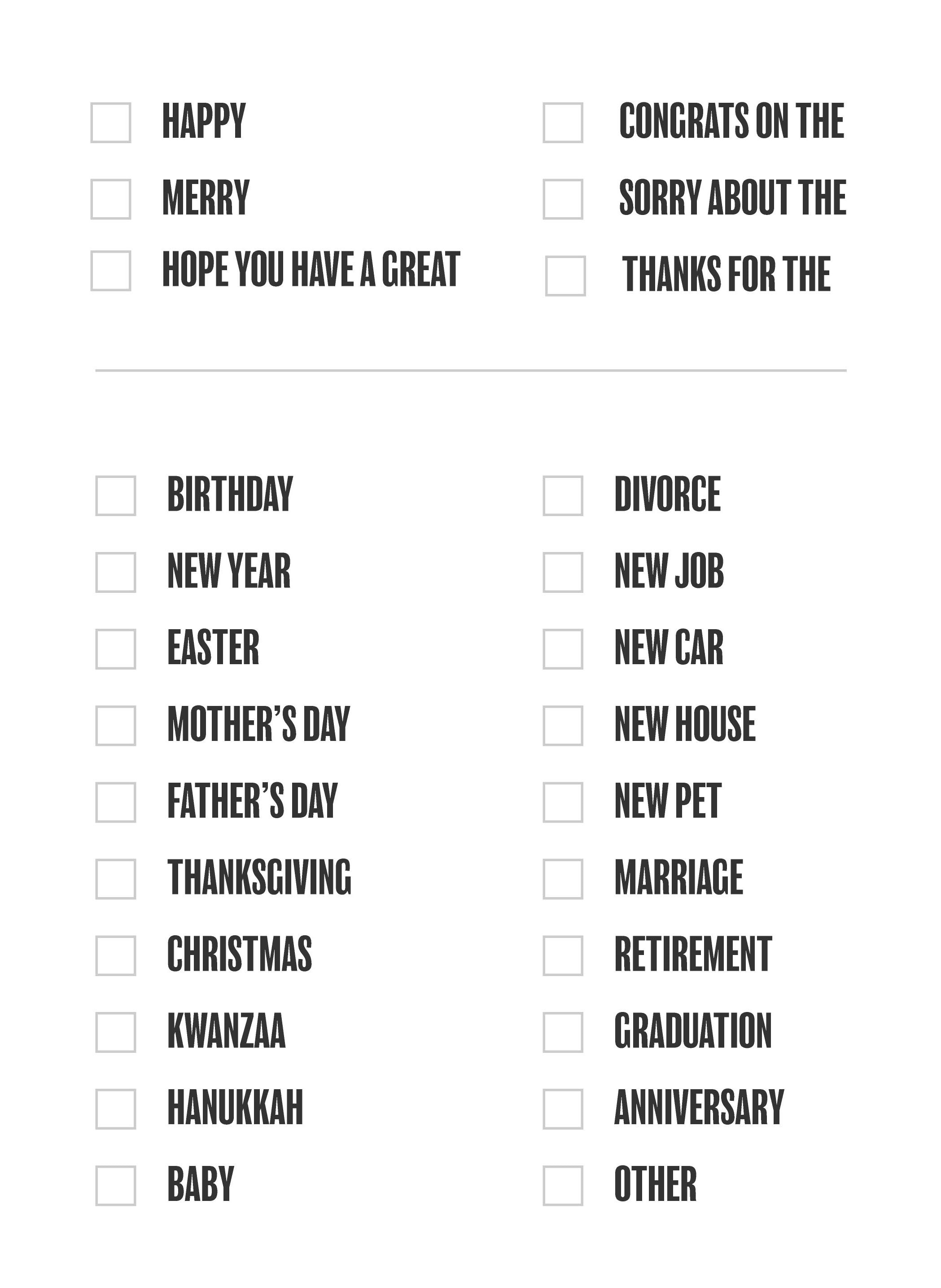 Generic Card For Every Occasion Printable