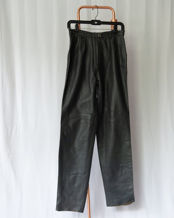 Vintage 80s 100% Leather High Waisted Trousers - D