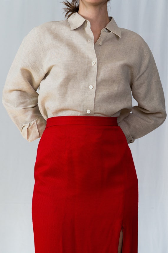 Vintage Y2K Linen Long Sleeve Button Down