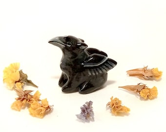 Raven Griffin statue Small gryphon figurine TO ORDER Tiny clay animal Cute sculpture Mystical Decor mini figure Crow griffon totem gift