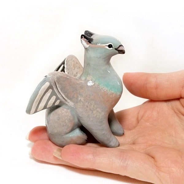 Pigeon Gryphon figurine TO ORDER Small Griffin sculpture Tiny clay animal Cute statue Bird mini figure Bird griffon totem kawaii Gift