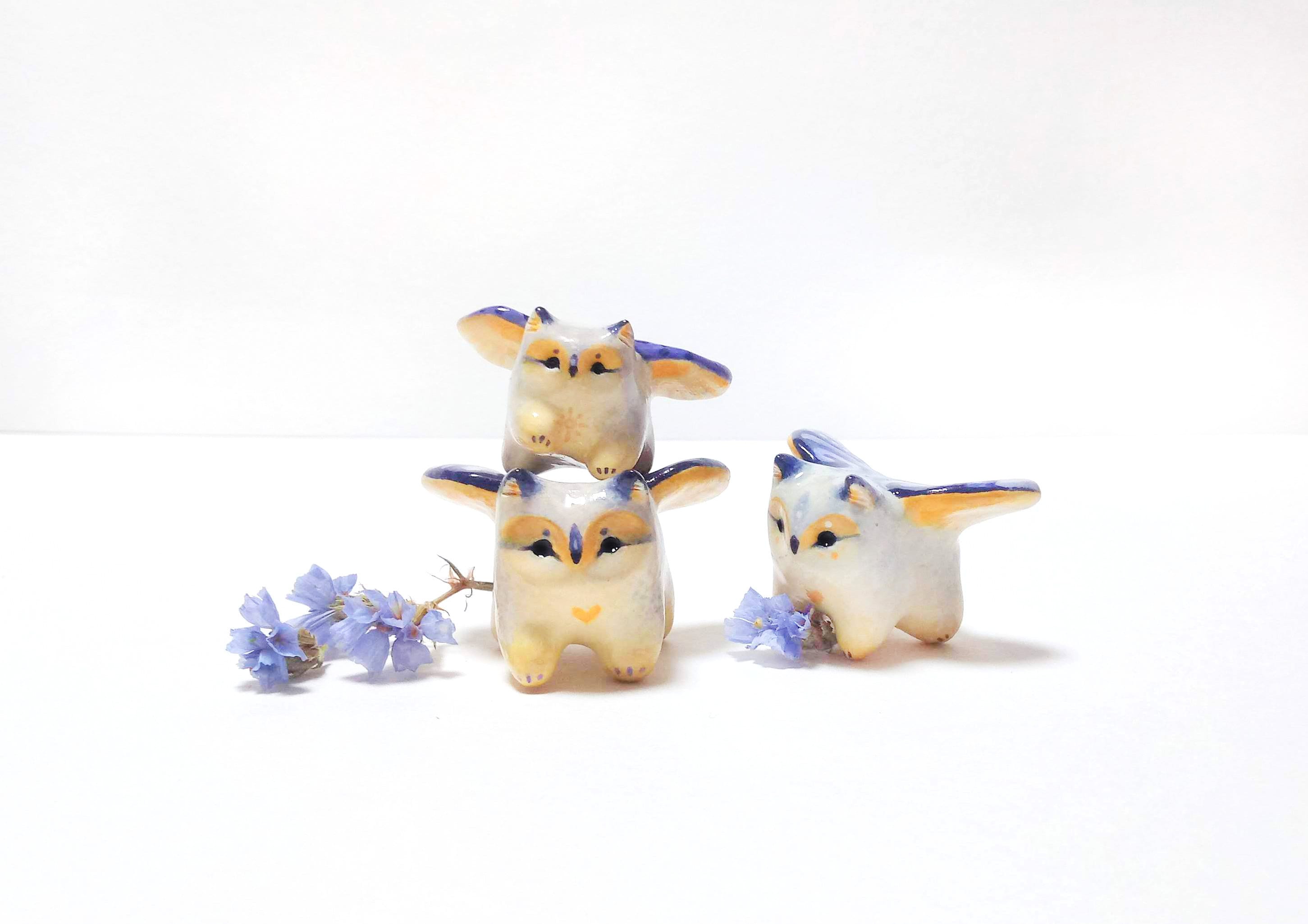 Clay Griffin Family Sculpture: Owl Griffin Totem Decor MADE TO ORDER