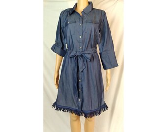 Single Button Dress with Premium Fringes
