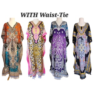 Kaftan Dress With Waist Tie and Matching Fringes