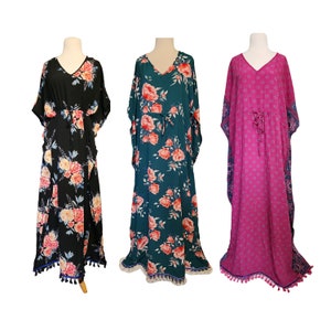 Sized Kaftans with Waist Tie and Tassel Fringes