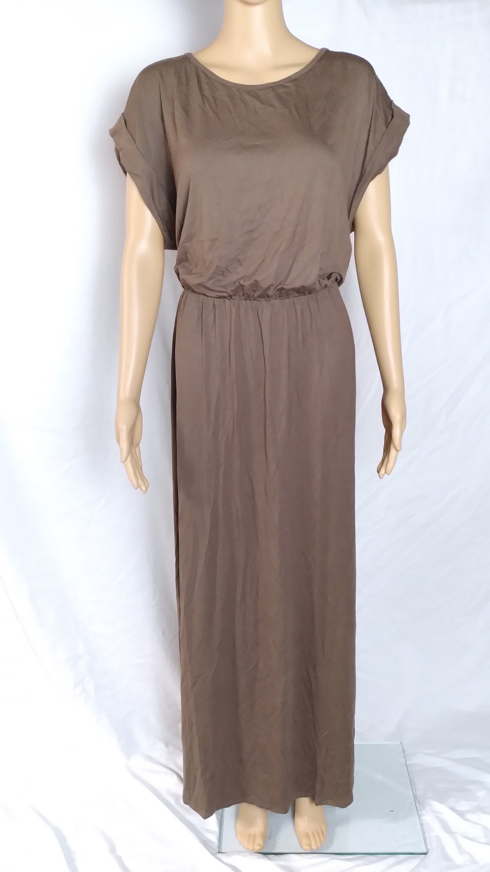 Cuffed Sleeve Tshirt Maxi Dress With Matching Fringes Etsy