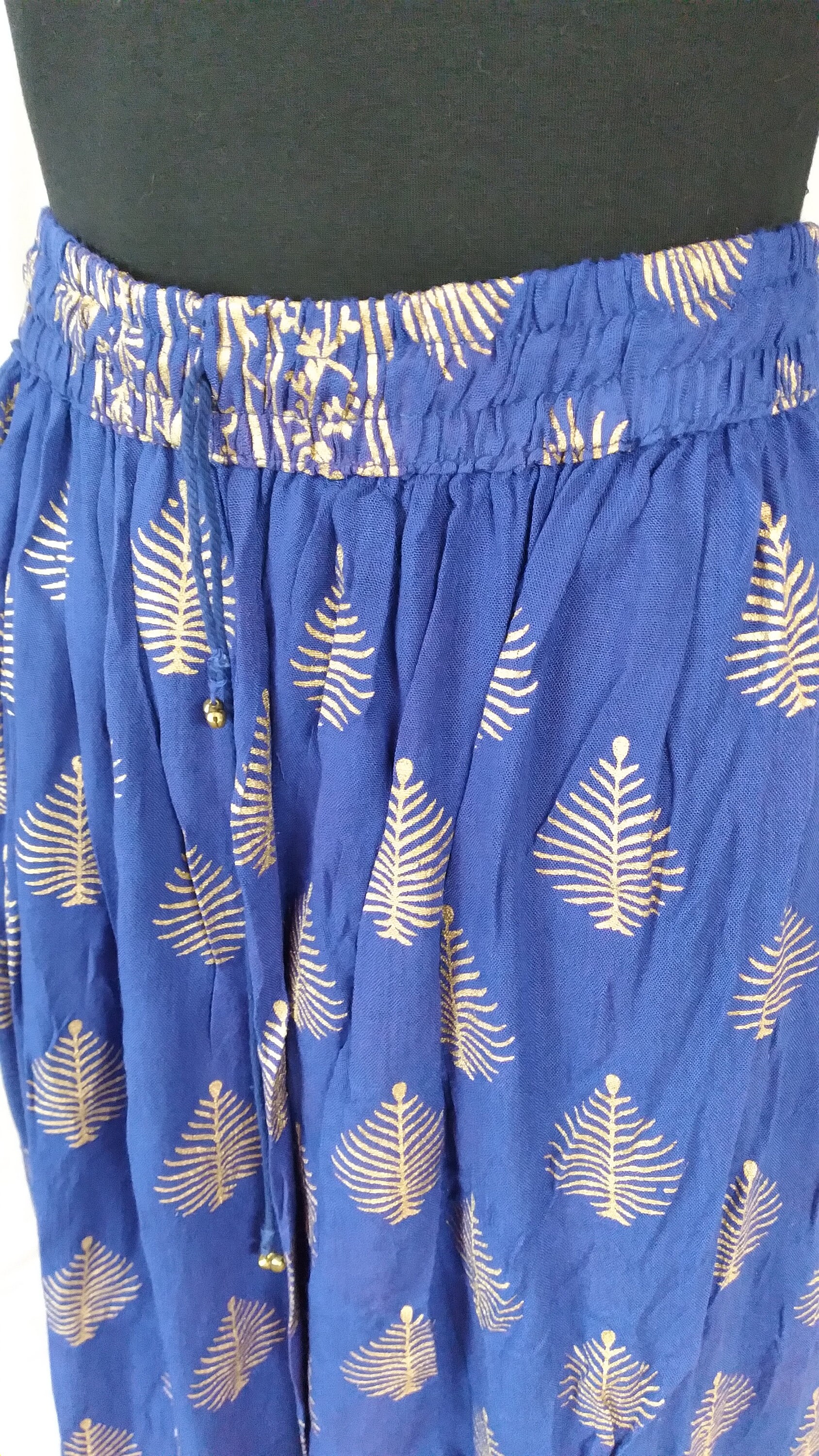 Falda Maxi con acento dorado de algodón con flecos dorados | Etsy