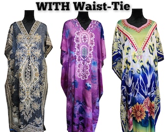 Kaftan Dress With Waist Tie & Matching Fringes