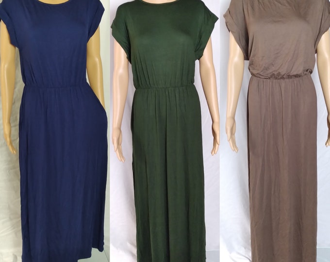 Cuffed Sleeve Tshirt Maxi Dress With Matching Fringes Etsy