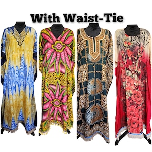 Kaftan Dress With Waist Tie & Matching Fringes