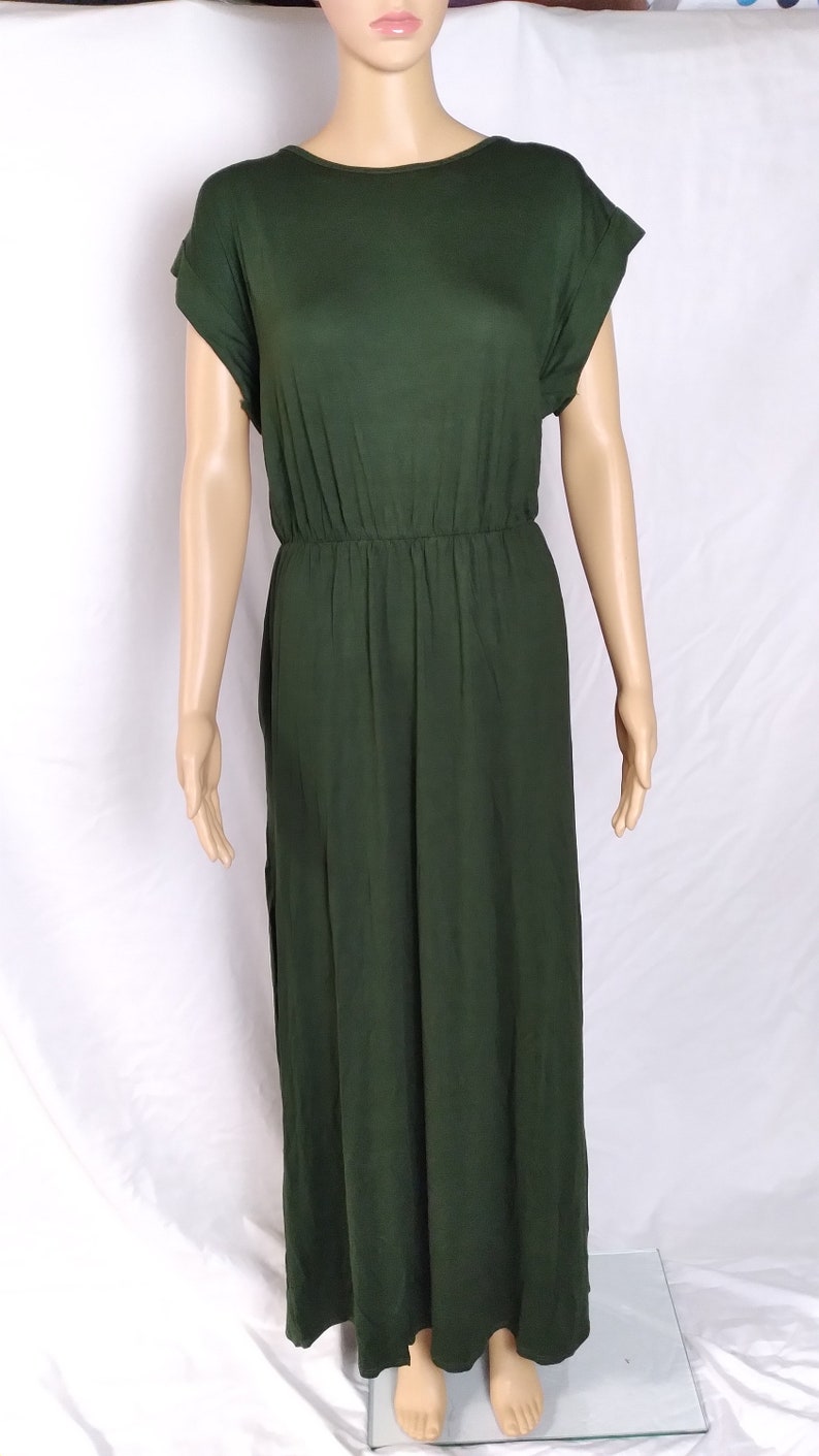 Cuffed Sleeve Tshirt Maxi Dress With Matching Fringes Etsy