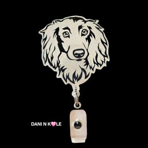 Dachshund Badge Clip: Glitter Vet Tech ID Tag - Doxie Lover Gift