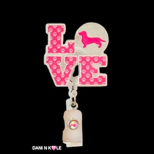 Dachshund Badge Reel, Gift for Dog Mom, Wiener Dog ID Holder, Sausage Dog Badge Clip, Gift for Coworker, Nurse Gift, Dog Lover Gift