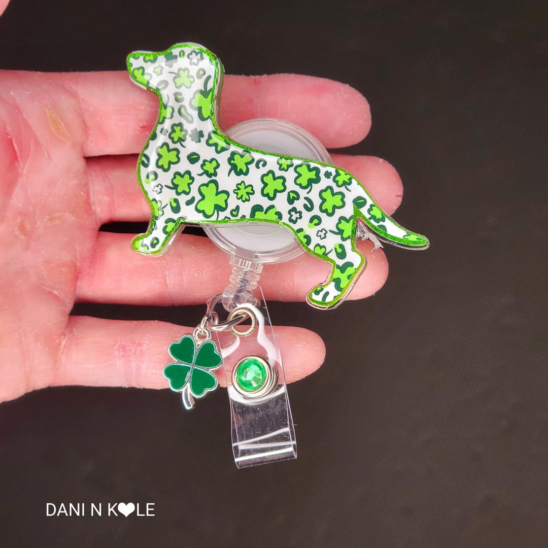 Weiner Dog Badge Reel, Vet Tech Badge Holder, Dachshund ID Badge Clip