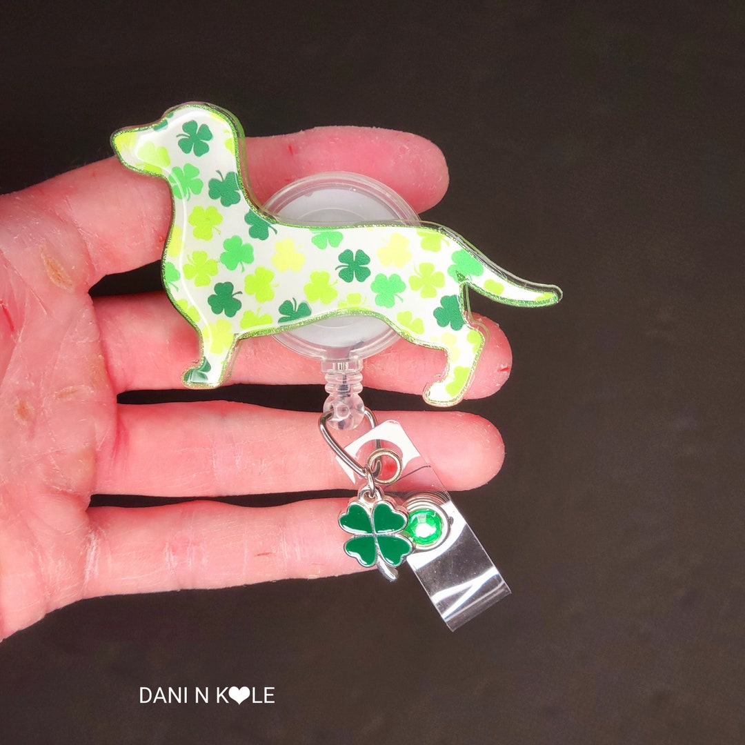 Weiner Dog Badge Reel, Vet Tech Badge Holder, Dachshund ID Badge Clip