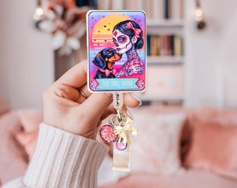 Dachshund Mom Tarot Badge Reel Wiener Dog Gift