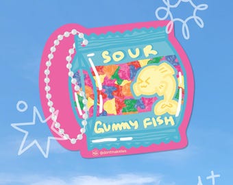 Gummy Fish Keychain Sticker | Handmade Vinyl Die-Cut Sticker | for water bottle, laptop, or scrapbooking