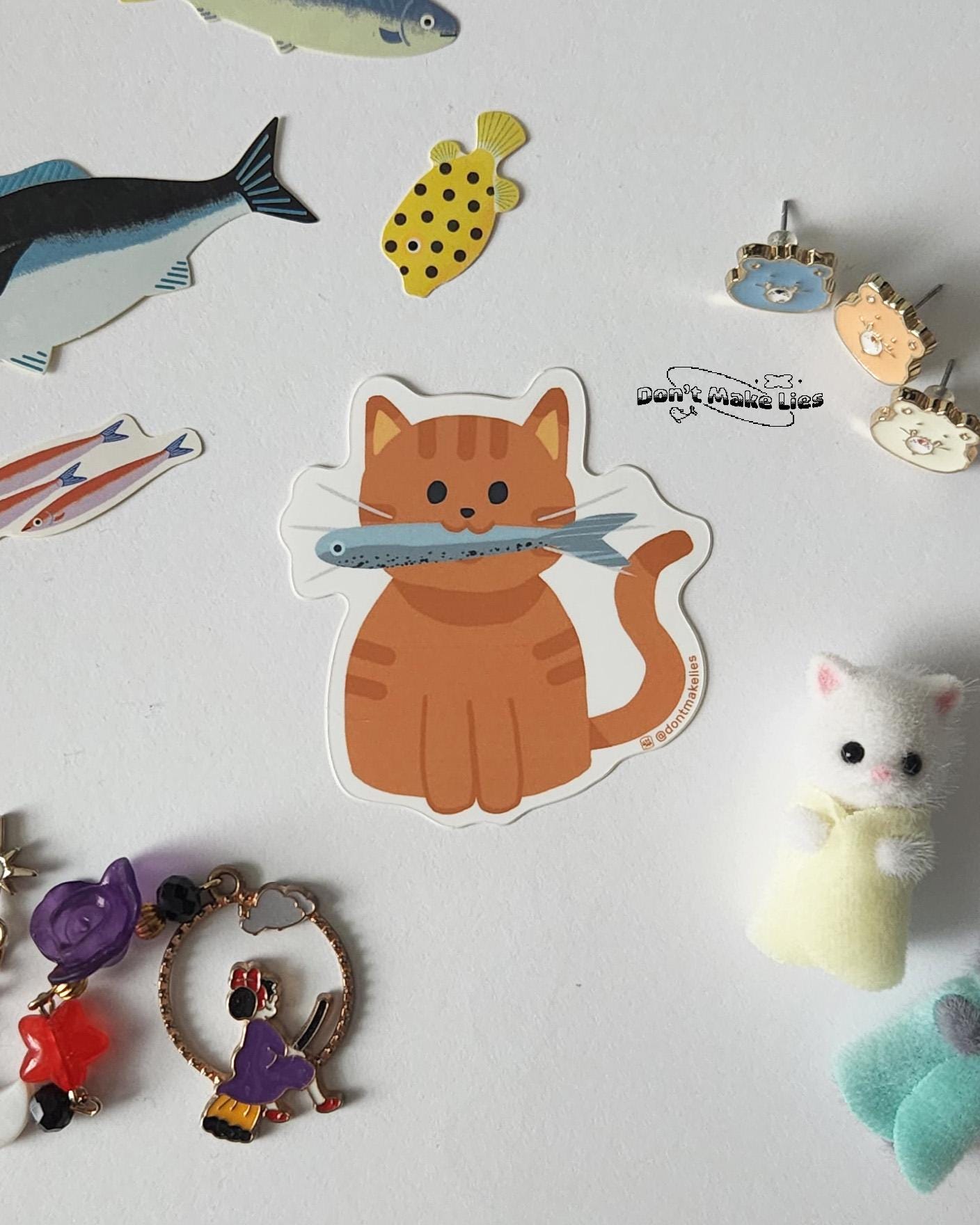 Orange Tabby Cat Sticker | Weatherproof Vinyl for Laptop, Waterbottle ...