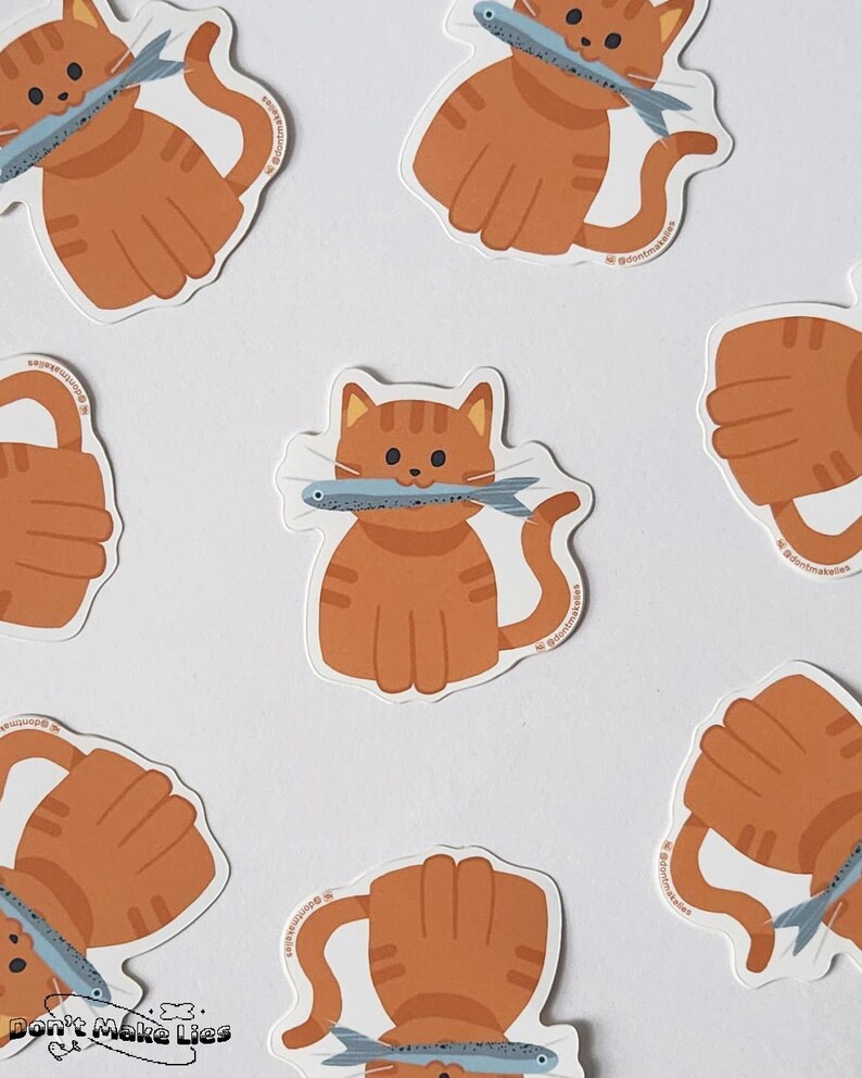 Orange Tabby Cat Sticker | Weatherproof Vinyl for Laptop, Waterbottle ...