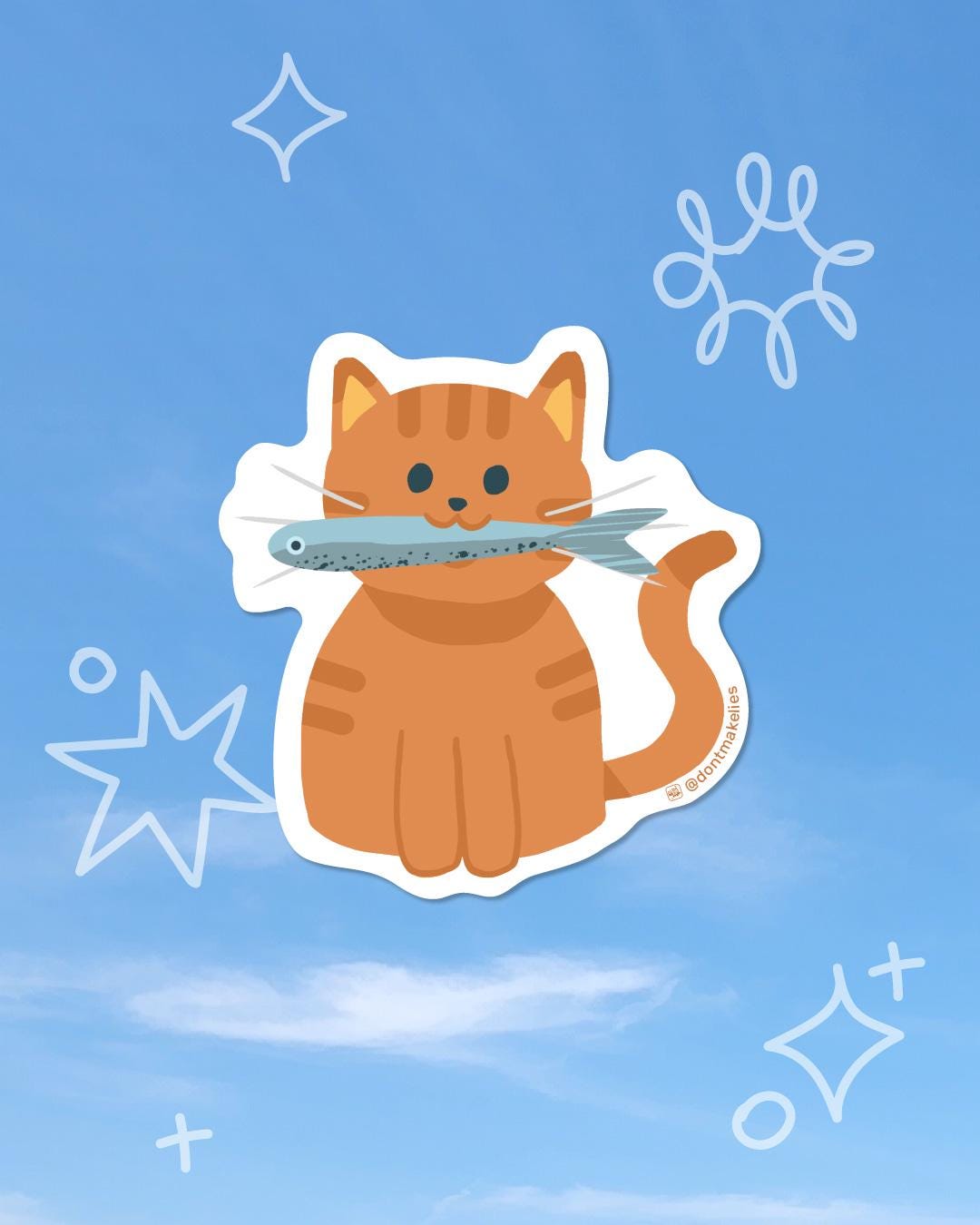 Orange Tabby Cat Sticker | Weatherproof Vinyl for Laptop, Waterbottle ...