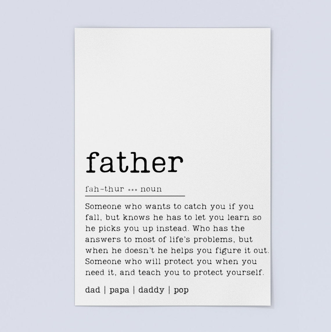 Father Definition Instant Download Word Print Art Dad  Etsy