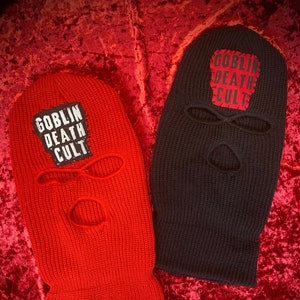 SKI MASK // GOBLINDEATHCULT // goblincore balaclava with hand printed art