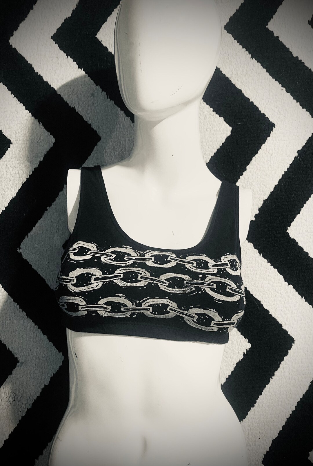 BRALETTE // CHAINS // Hand Printed Low Impact Sports Bra // Six Feet ...