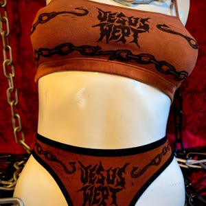 THONG // JESUSWEPT //reverse dyed and hand printed hellraiser inspired underwear // six feet undies