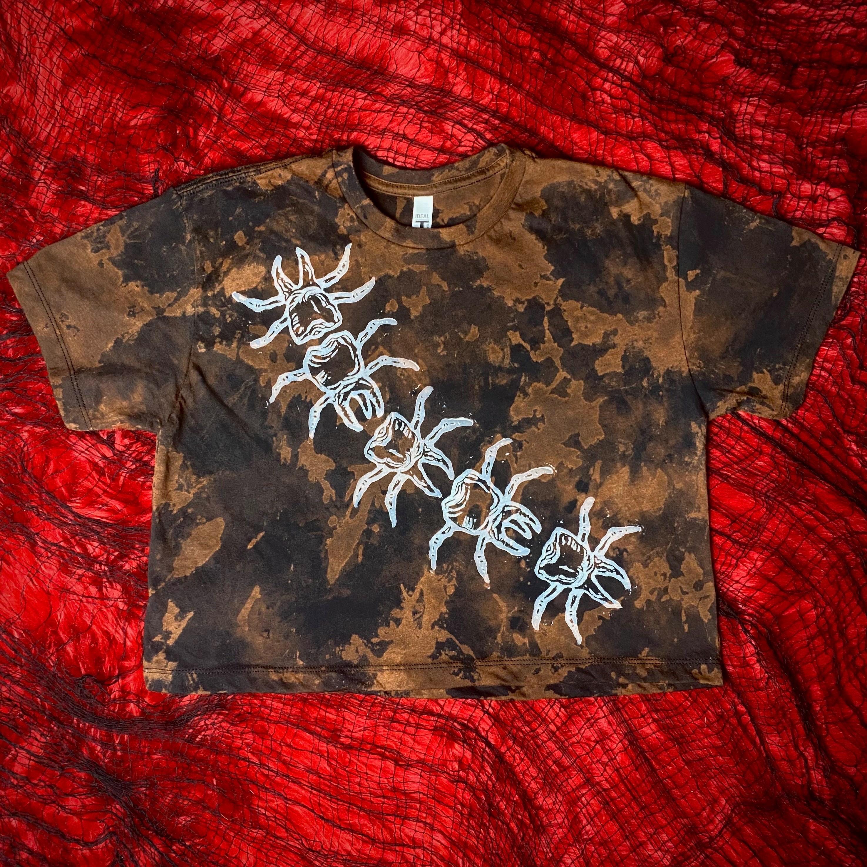 CROP TEE // DENTAPEDE // reverse dyed and block printed original artwork by Goblin Death Cult