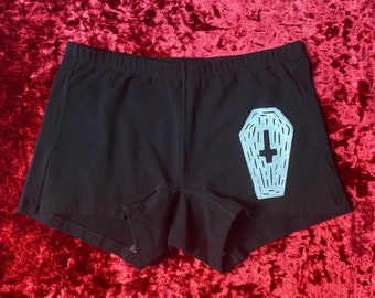 BOYSHORT // TIL DEATH // hand printed coffin boy shorts // six feet undies