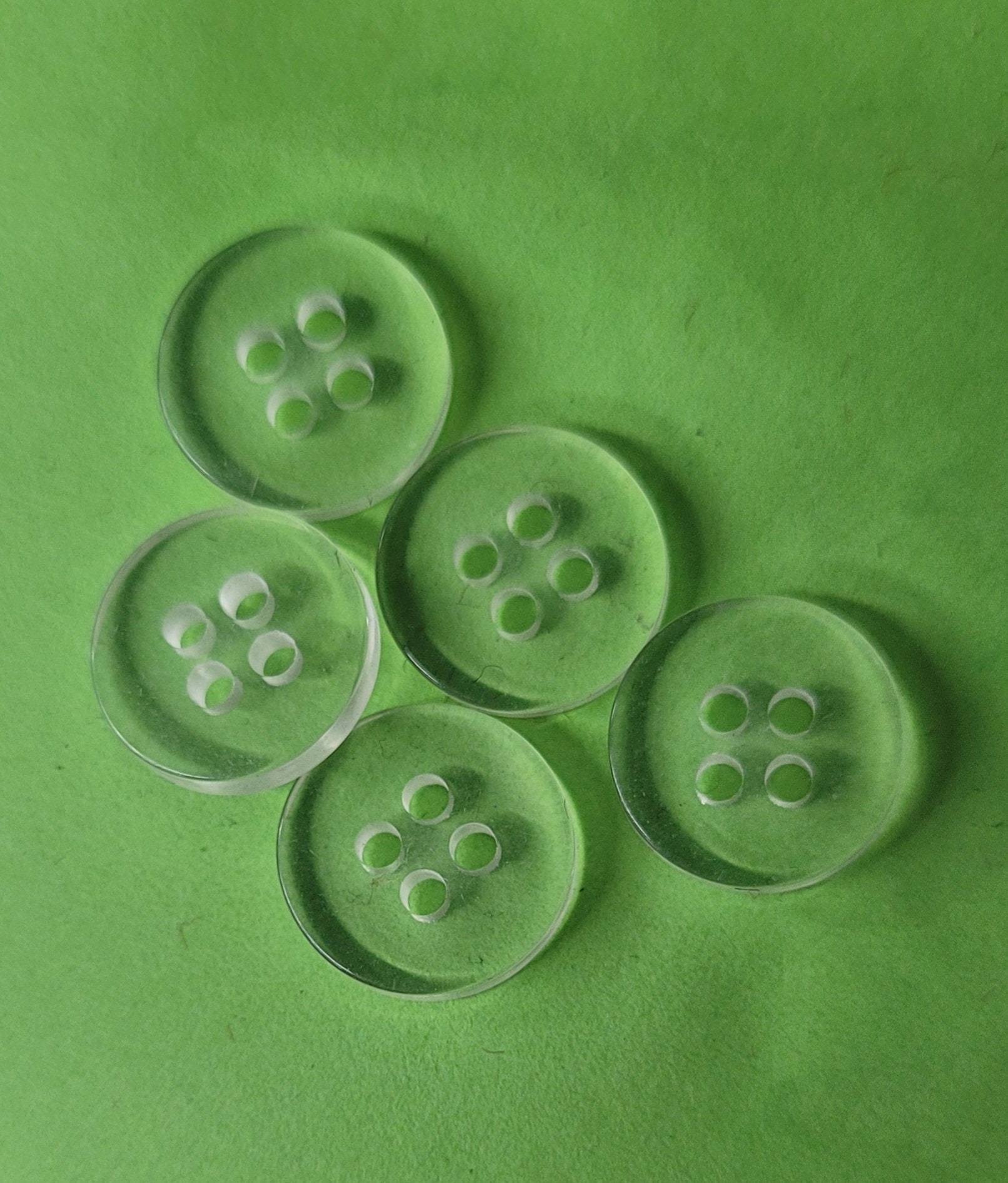 50 Clear Four Holes Buttons, Transparent, Invisible Buttons, 10mm