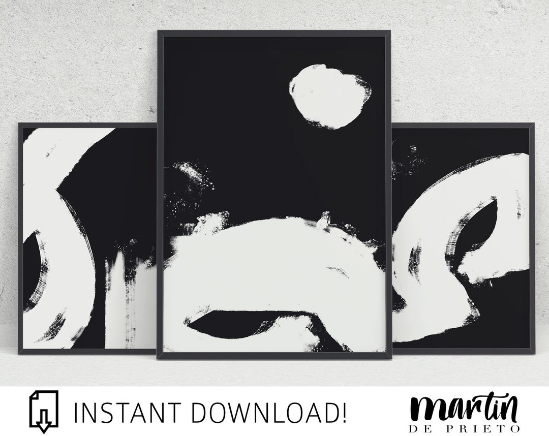 Abstract Brush Stroke Art Prints, Set of 3 (digital Prints) - Etsy