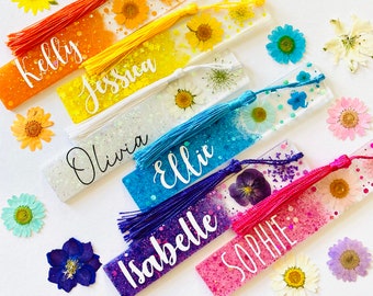 Personalised Pressed Flower and Glitter Resin Bookmark - Gift idea - book lover gift - botanical gift