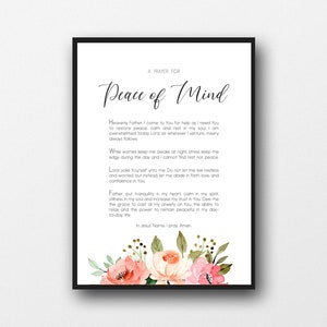 Prayer for peace of mind, Christian prayer, Peace of mind, Christian blessing, Mental health prayer, Download, Christian print, Prayer