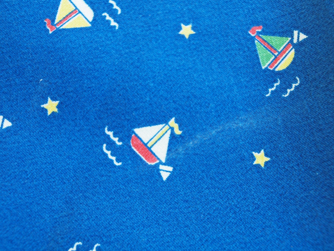 Cone Mills Sailboat Print Fabric for Child / Nursery 80s Etsy