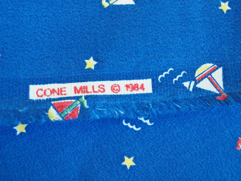Cone Mills Sailboat Print Fabric for Child / Nursery 80s Etsy
